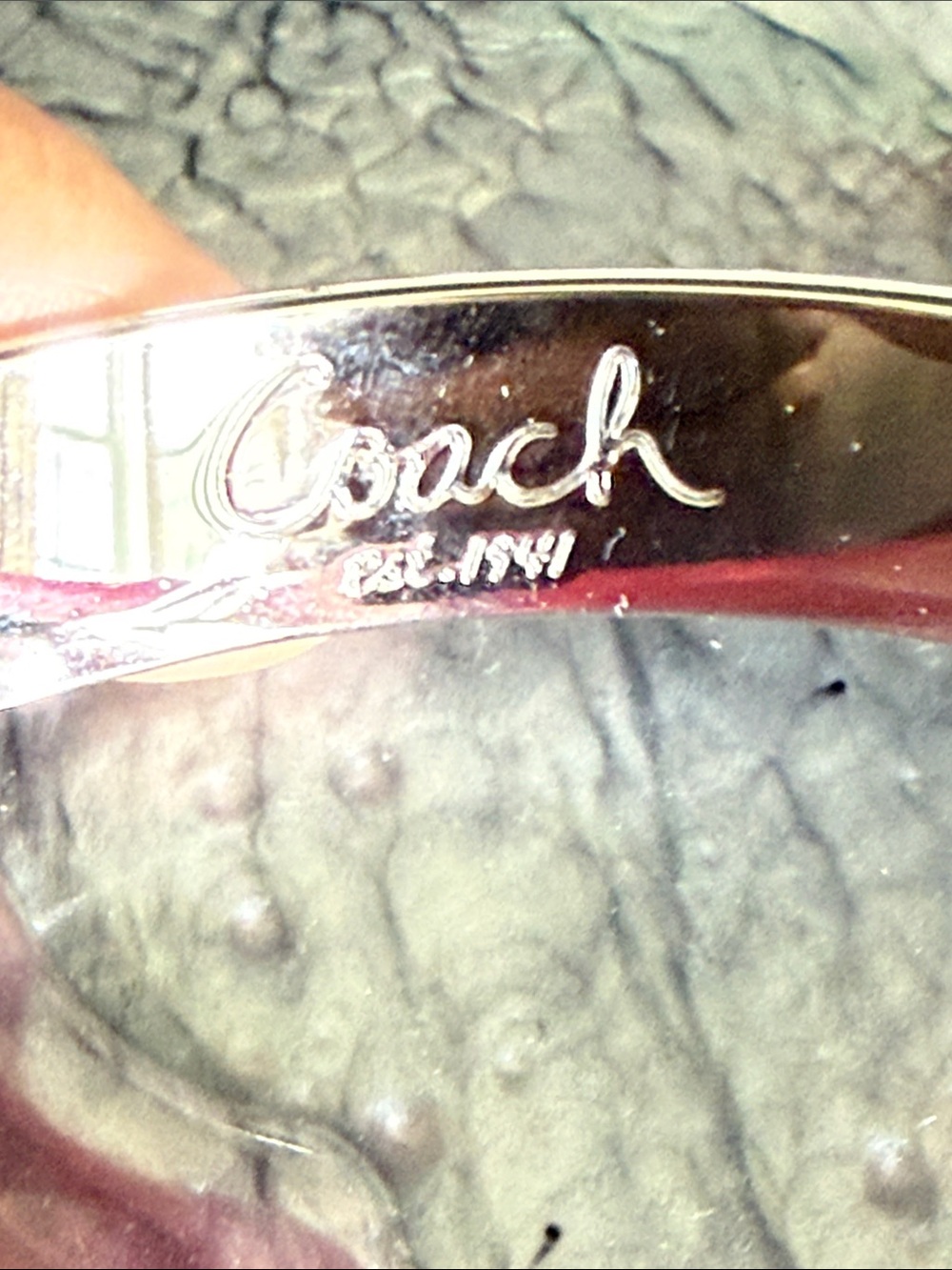 Coach Silver-Tone Bangle with Signature Pattern - Picture 3 of 7
